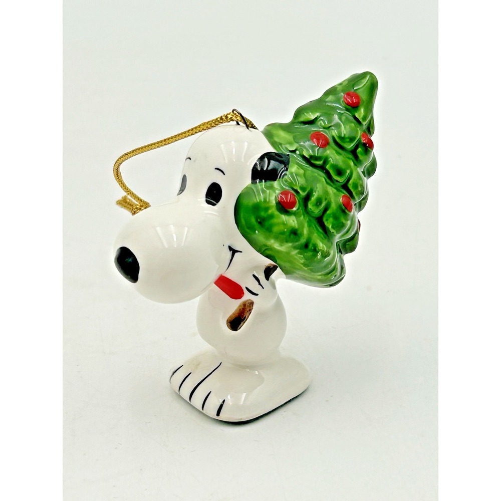 Vintage Peanuts Snoopy Ceramic Christmas Tree Ornament Syndicate Japan 1958